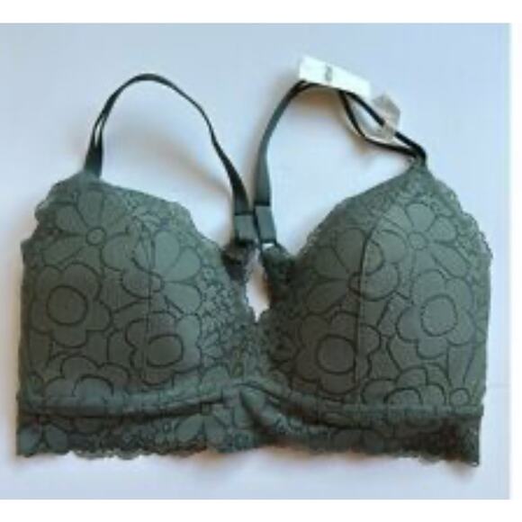 aerie Other - Brand New Offline by Aerie Women's 34C Green Floral Lace Wireless Bra